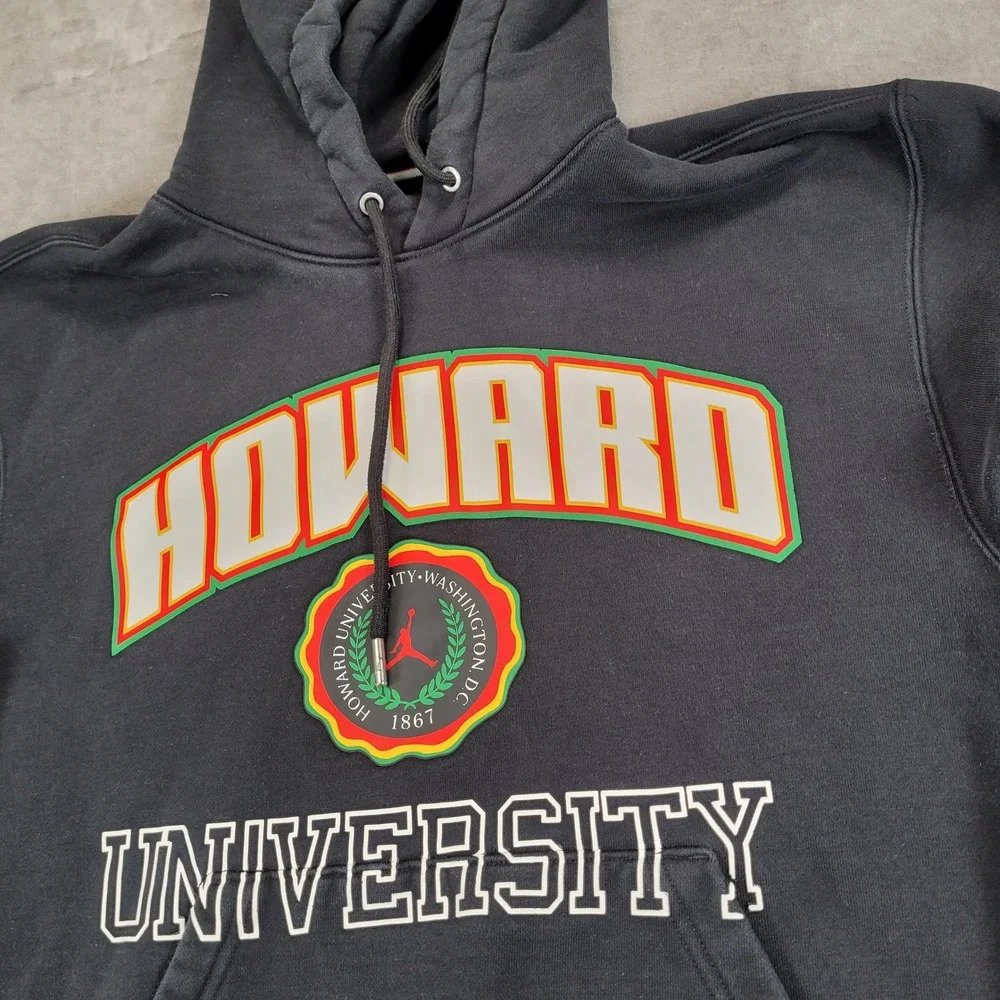 Jordan Howard University HU Mens Hoodie Black Graphic Print Sweatshirt‎ Size S